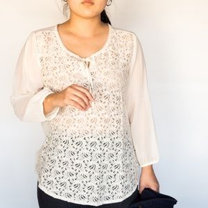 Lucky Brand cream lace blouse